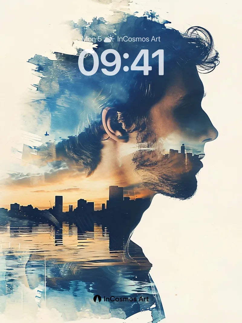 Silhouetted Horizon Wallpaper with City Reflections