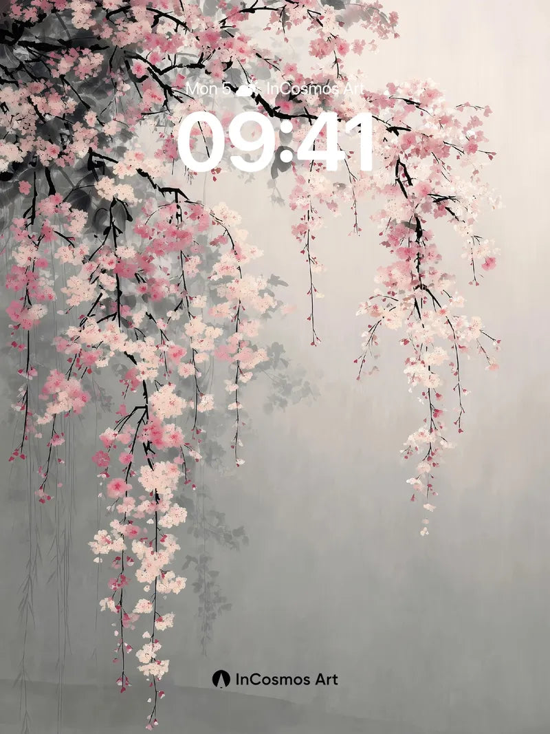 Serenity Cherry Blossom Wallpaper with Misty Veil