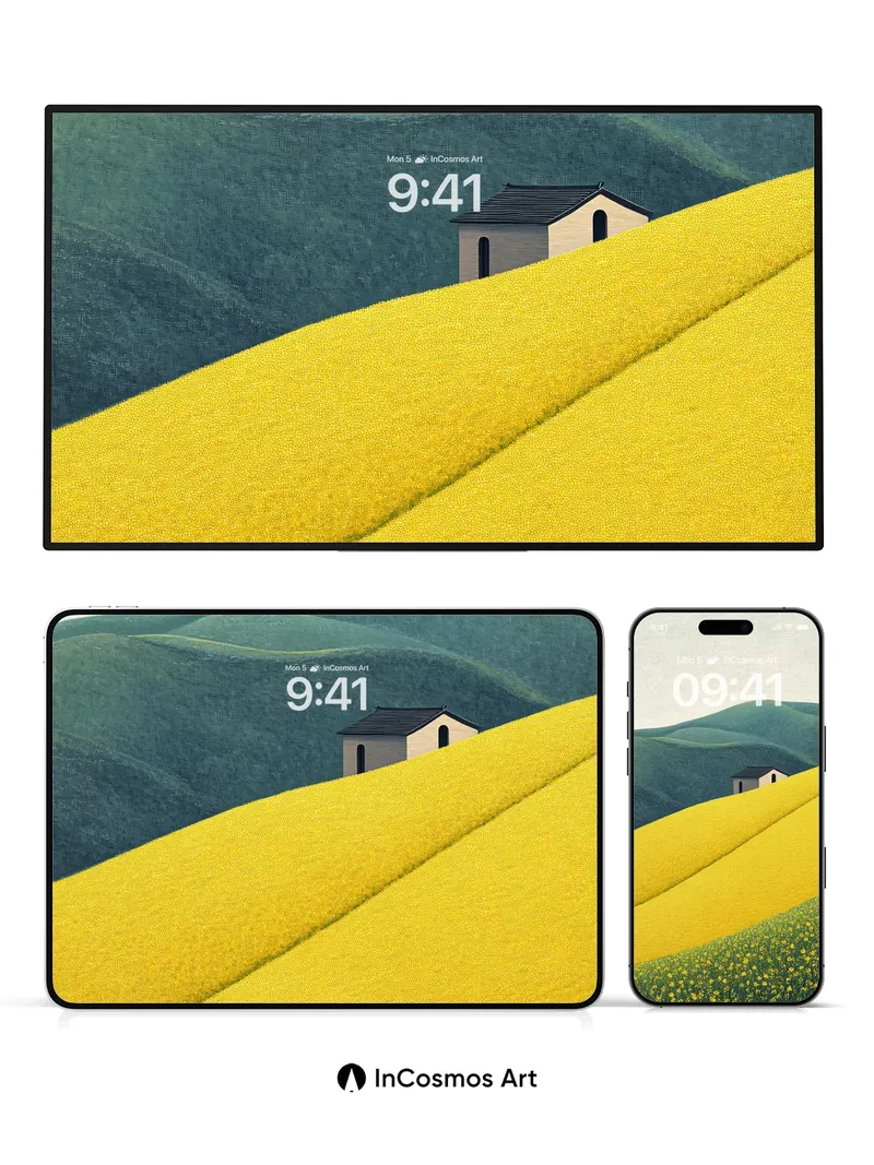 Serenity Ridge Wallpaper with Golden Fields