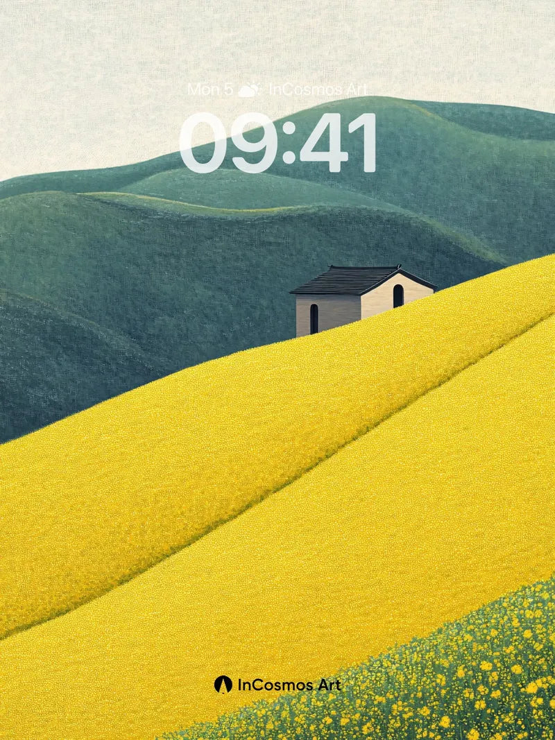 Serenity Ridge Wallpaper with Golden Fields