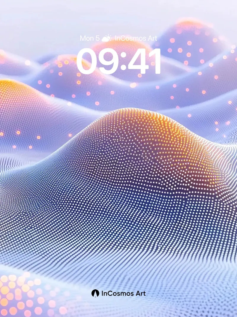 Luminous Dune Wallpaper with Floating Particles