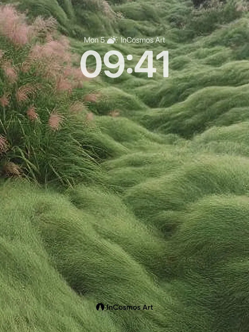 Serenity Wave Wallpaper with Living Grass Ridges wallpaper for iPhone, iPad & Mac