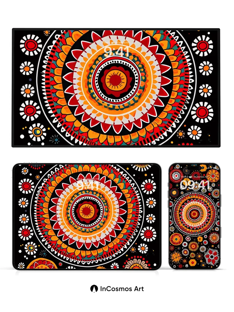 Radiant Mandala Wallpaper with Cosmic Blooms