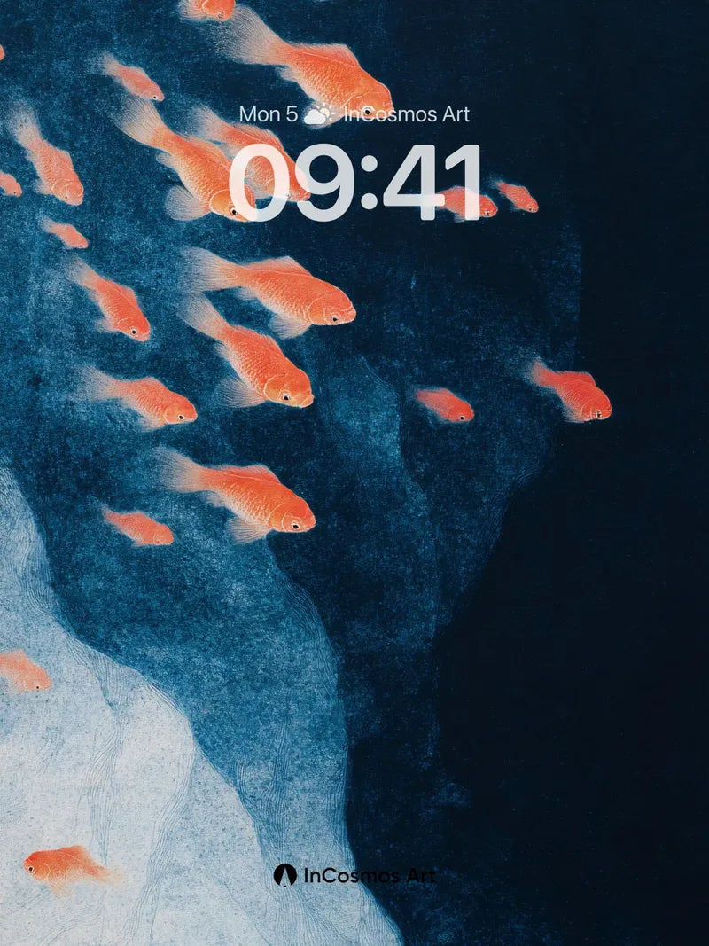 Crimson Drift Wallpaper with Ink-Blot Depths