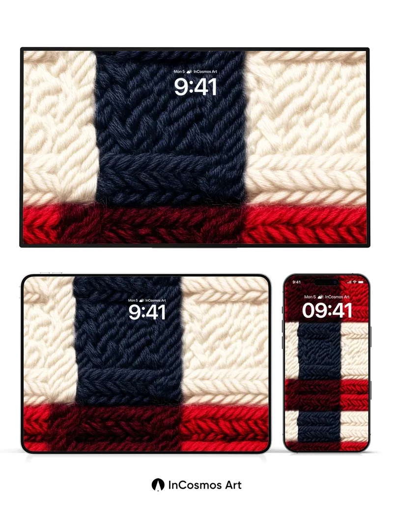 Knit Tapestry Wallpaper with Plaid Rhythm