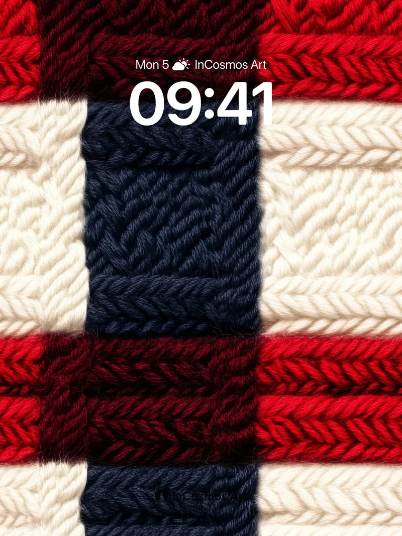 Knit Tapestry Wallpaper with Plaid Rhythm