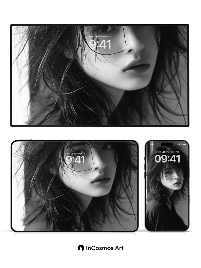 Shadowed Whispers Wallpaper with Midnight Hair