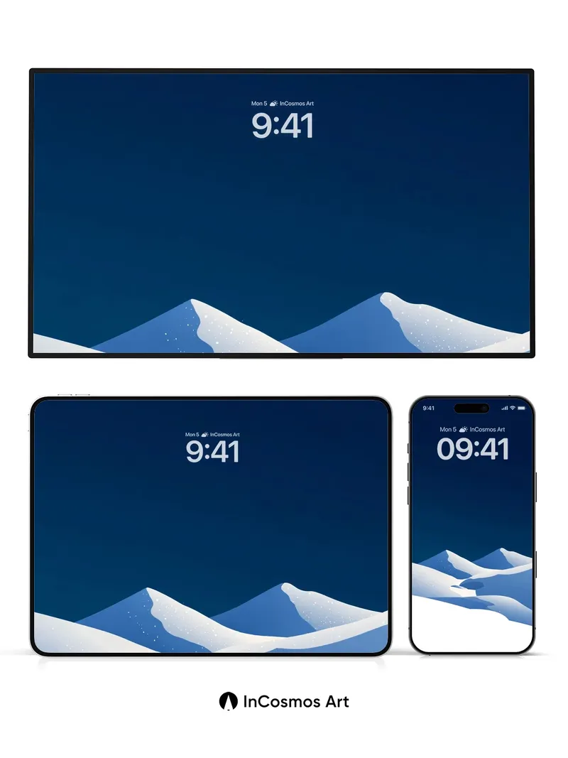 Silent Snowdrift Wallpaper with Midnight Sky