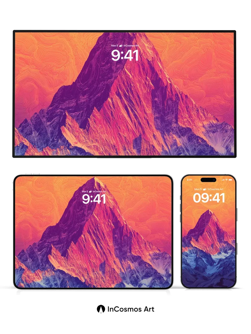 Fiery Summit Wallpaper with Swirling Sky