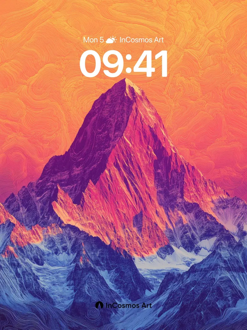 Fiery Summit Wallpaper with Swirling Sky