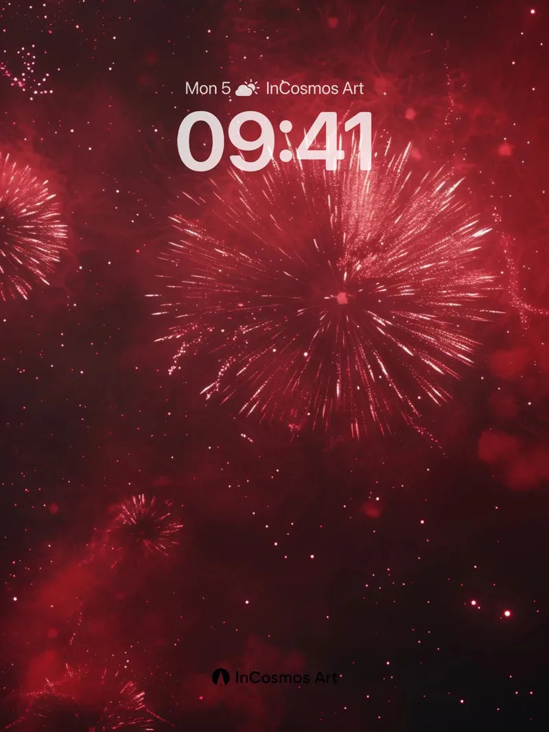 Crimson Burst Wallpaper with Starlight Trails