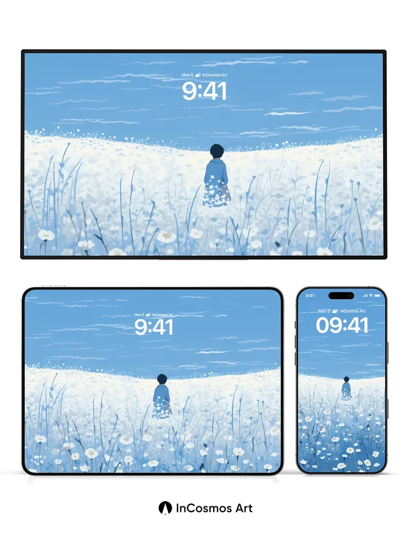 Serenity Field Wallpaper with Whispering Blooms