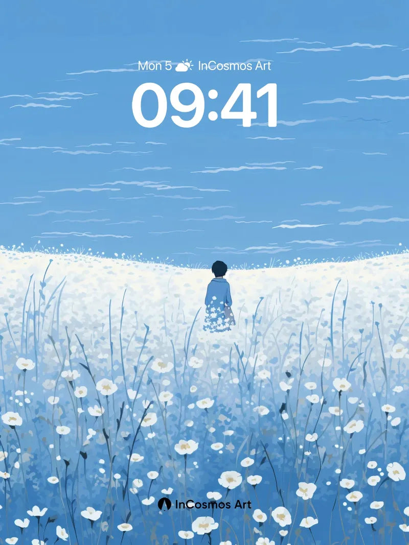 Serenity Field Wallpaper with Whispering Blooms