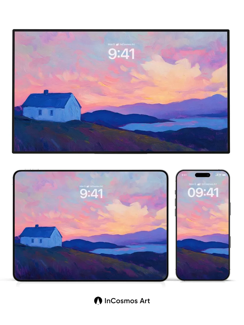 Crimson Hush Wallpaper with Mountain Whispers