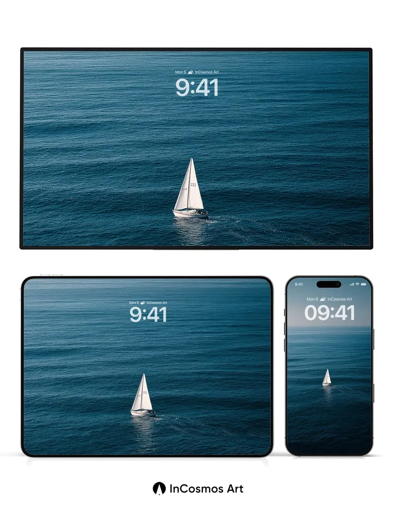 Serenity Sail Wallpaper with Ocean Breath