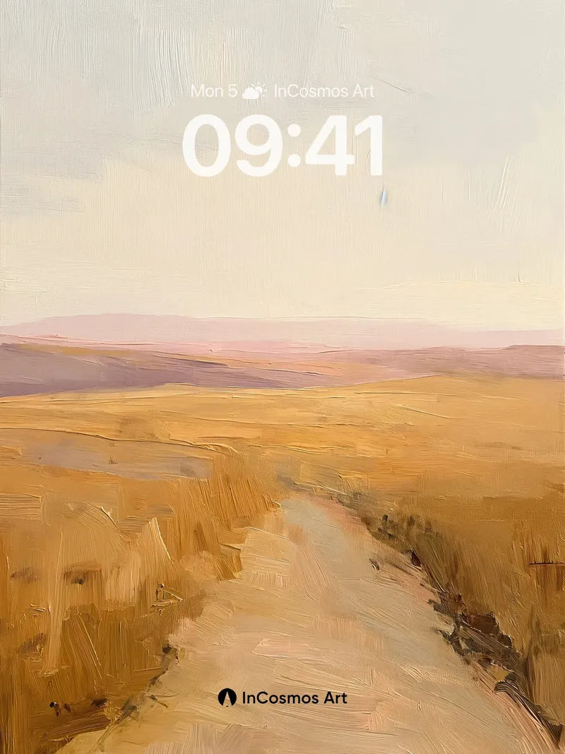 Serenity Road Wallpaper with Golden Fields