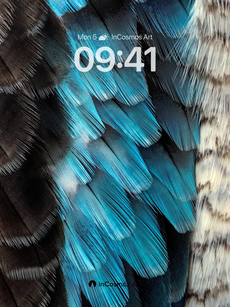 Turquoise Feather Wallpaper with Shadowed Depth