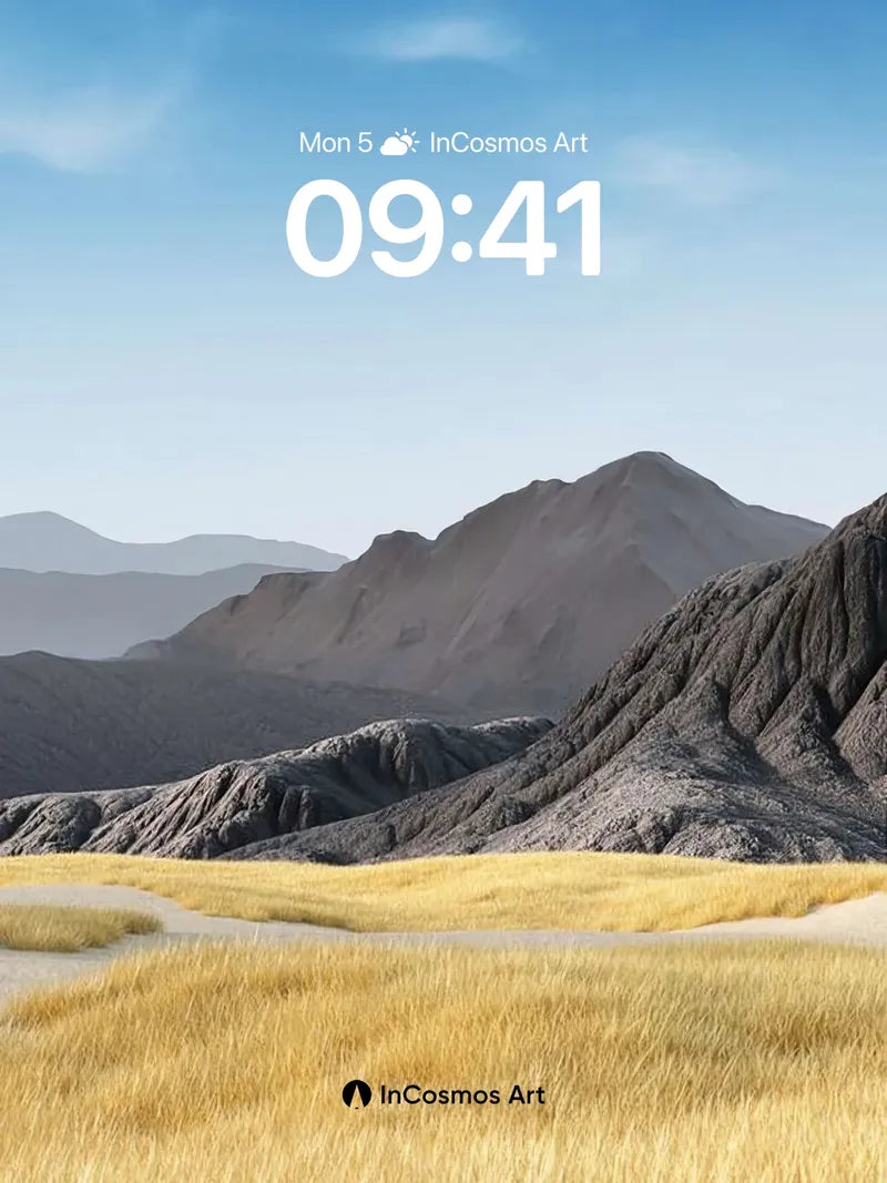 Serenity Ridge Wallpaper with Golden Grass Fields