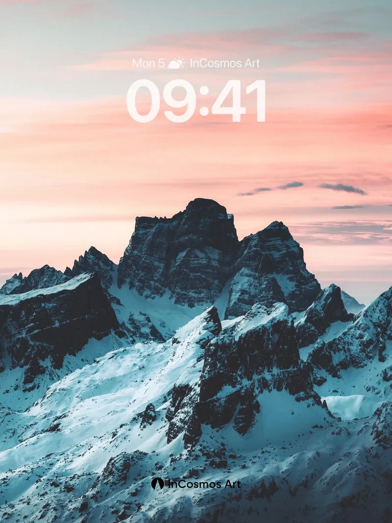 Crimson Dawn Wallpaper with Snow-Crowned Peaks