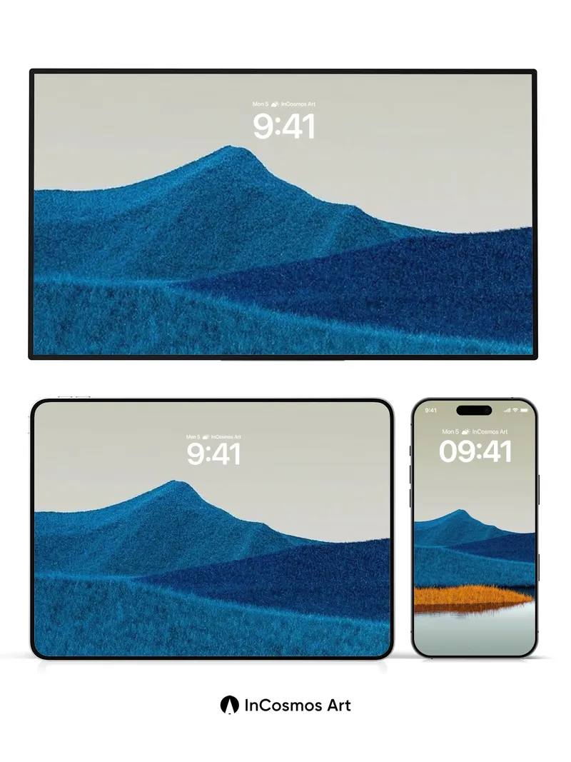 Calm Blue Ridge Wallpaper with Golden Reeds