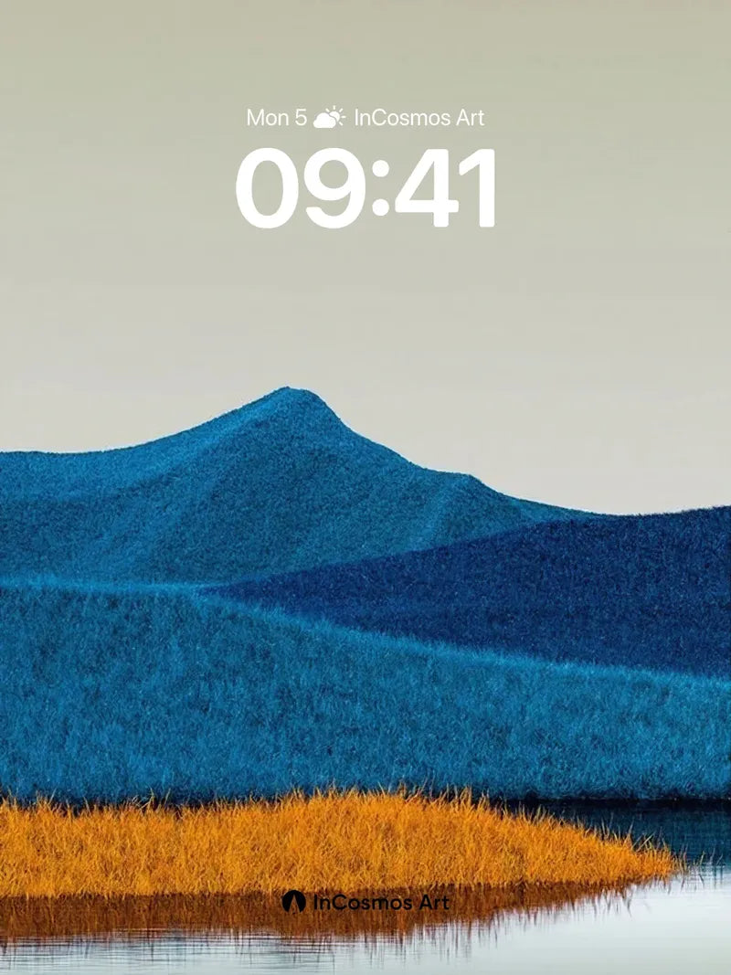 Calm Blue Ridge Wallpaper with Golden Reeds