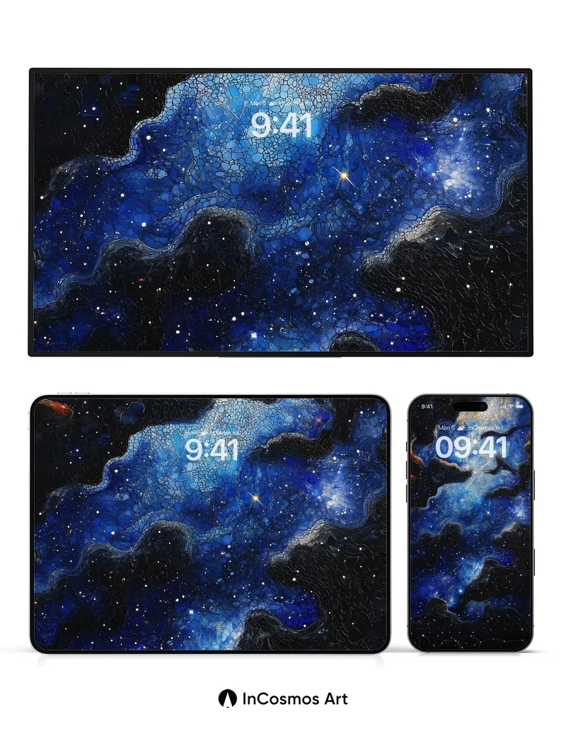 Cosmic Fracture Wallpaper with Starlit Veins