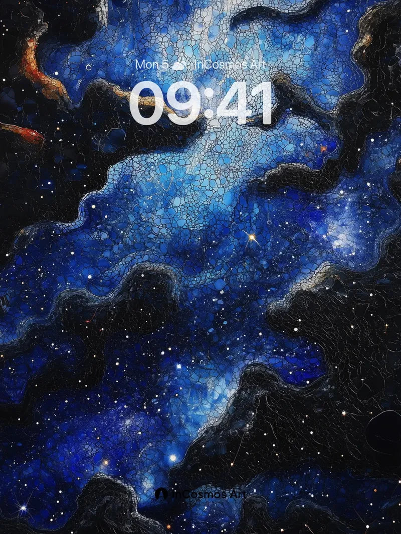 Cosmic Fracture Wallpaper with Starlit Veins