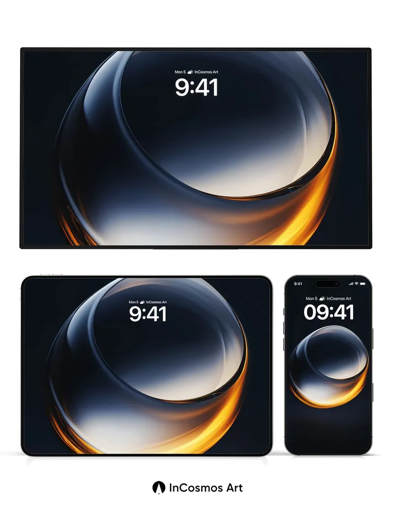 Luminous Orb Wallpaper with Golden Edge