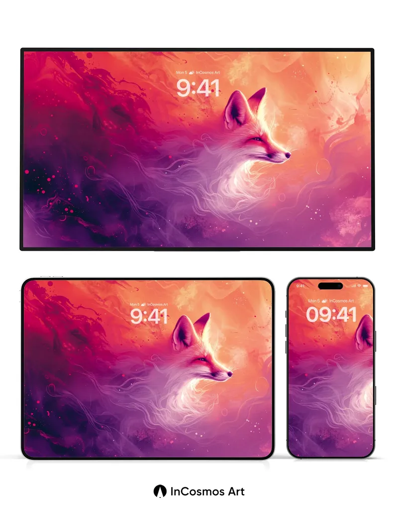 Ethereal Fox Wallpaper with Cosmic Breath