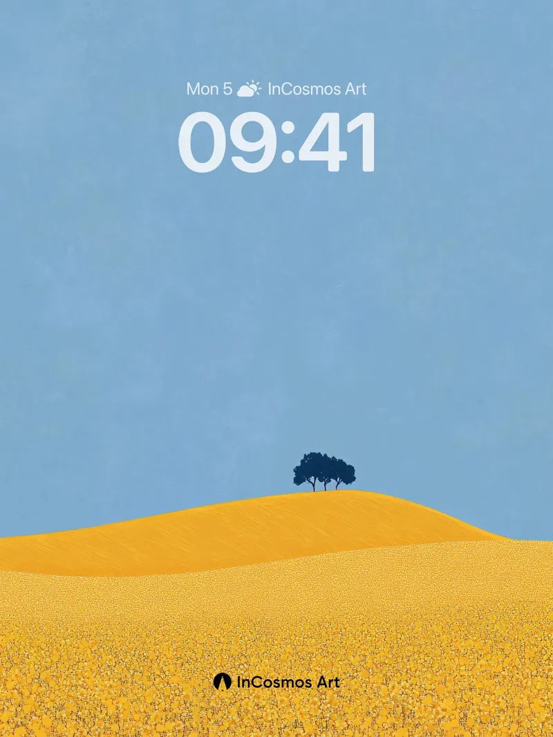 Serenity Field Wallpaper with Solitary Tree