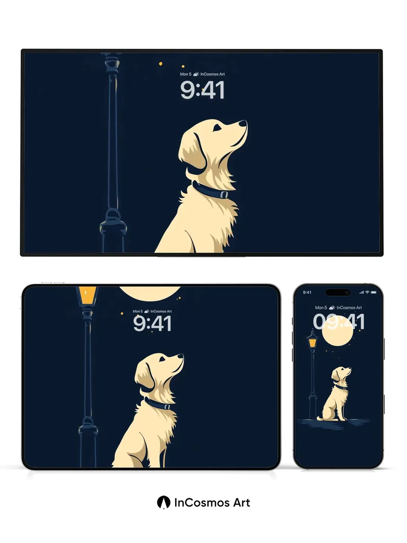 Lunar Howl Wallpaper with Streetlight Whisper