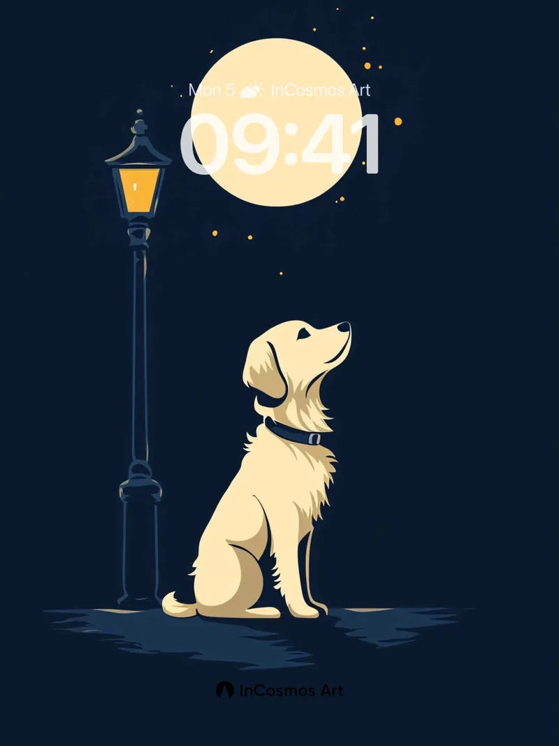 Lunar Howl Wallpaper with Streetlight Whisper