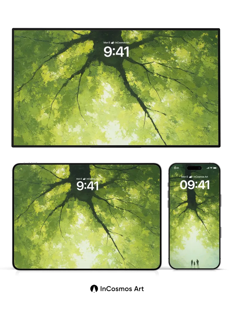 Serenity Canopy Wallpaper with Whispering Leaves