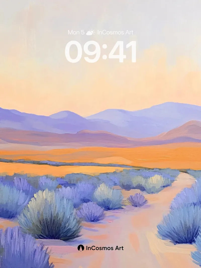 Serenity Dunes Wallpaper with Lavender Trails