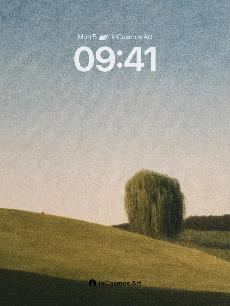 Serenity Weeping Willow Wallpaper with Golden Hour Hush wallpaper for iPhone, iPad & Mac
