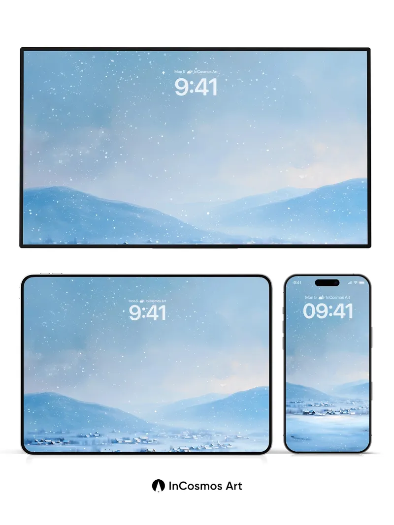 Serenity Snowfall Wallpaper with Frozen Light