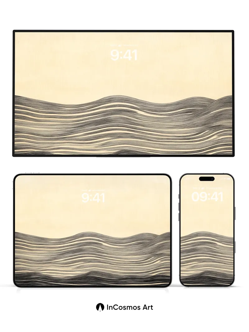 Serenity Wave Wallpaper with Etched Depth