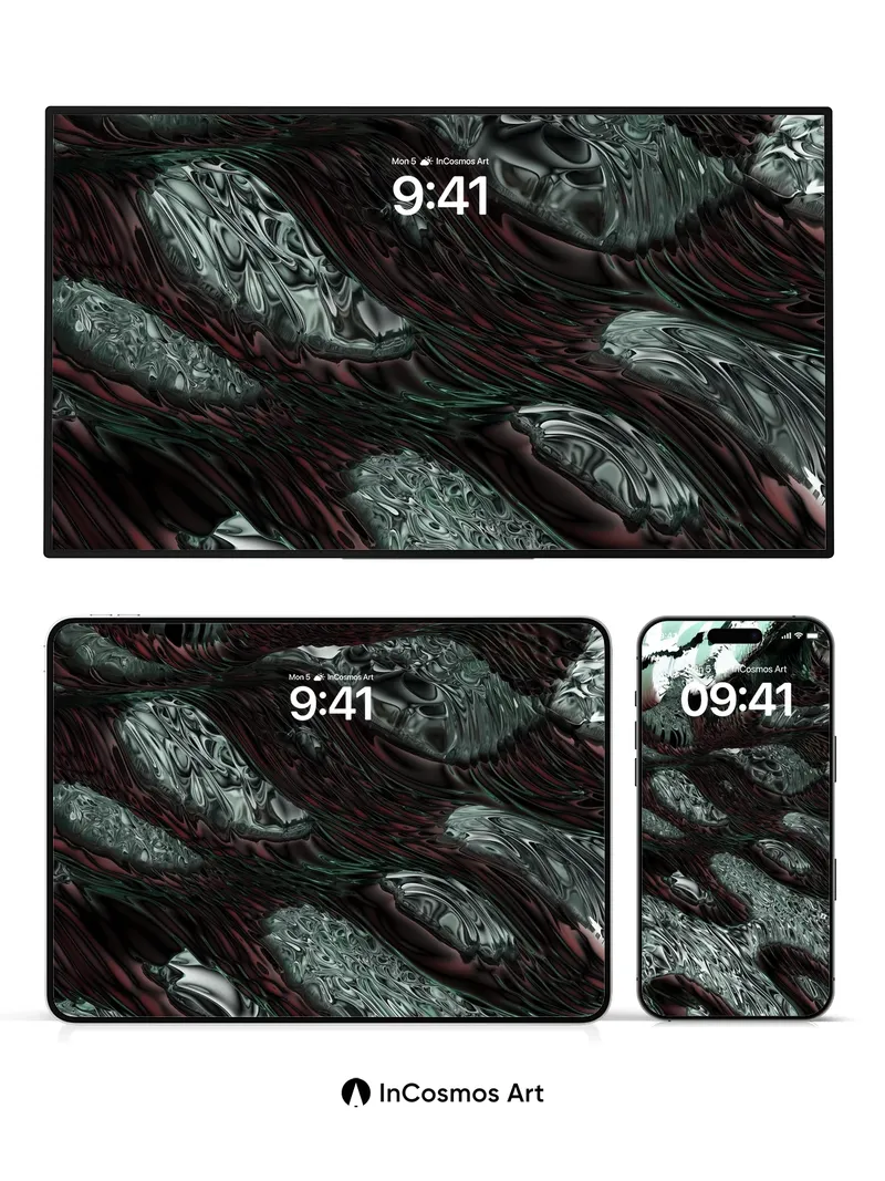 Crimson Abyss Wallpaper with Liquid Metal Veins