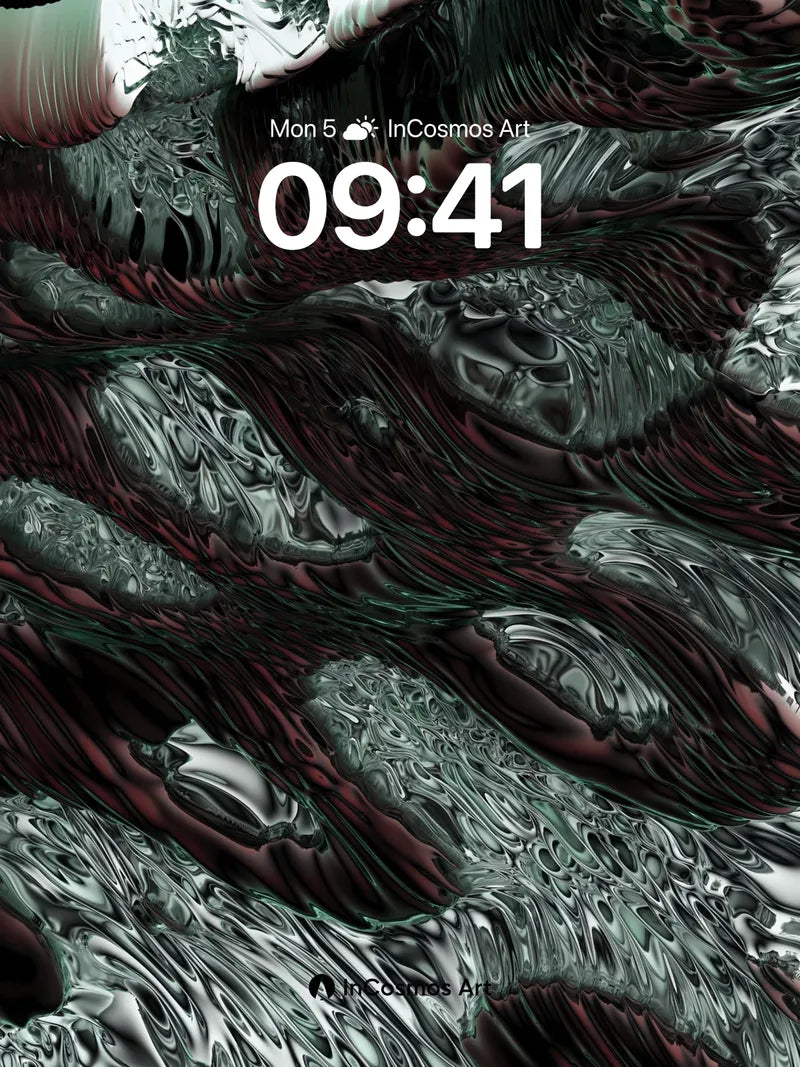 Crimson Abyss Wallpaper with Liquid Metal Veins