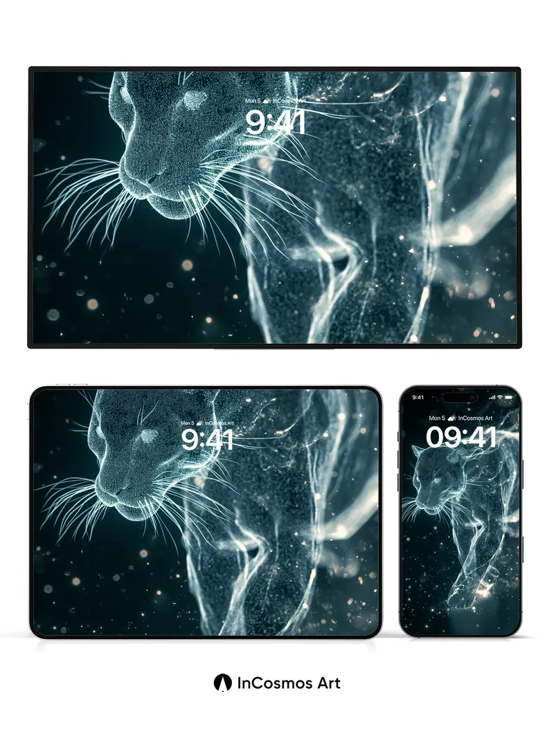 Stellar Panther Wallpaper with Ethereal Trails