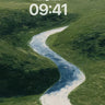 Winding River Green Landscape Wallpaper Background