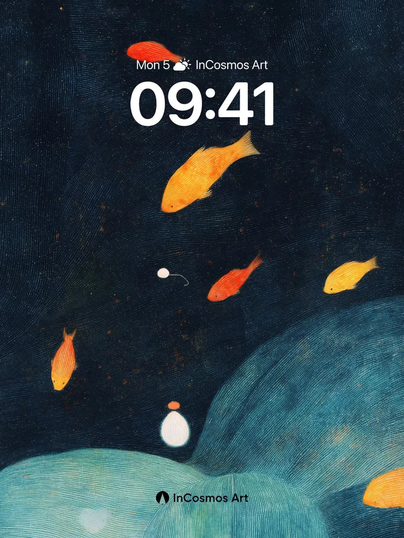 Midnight Swim Wallpaper with Floating Orbs