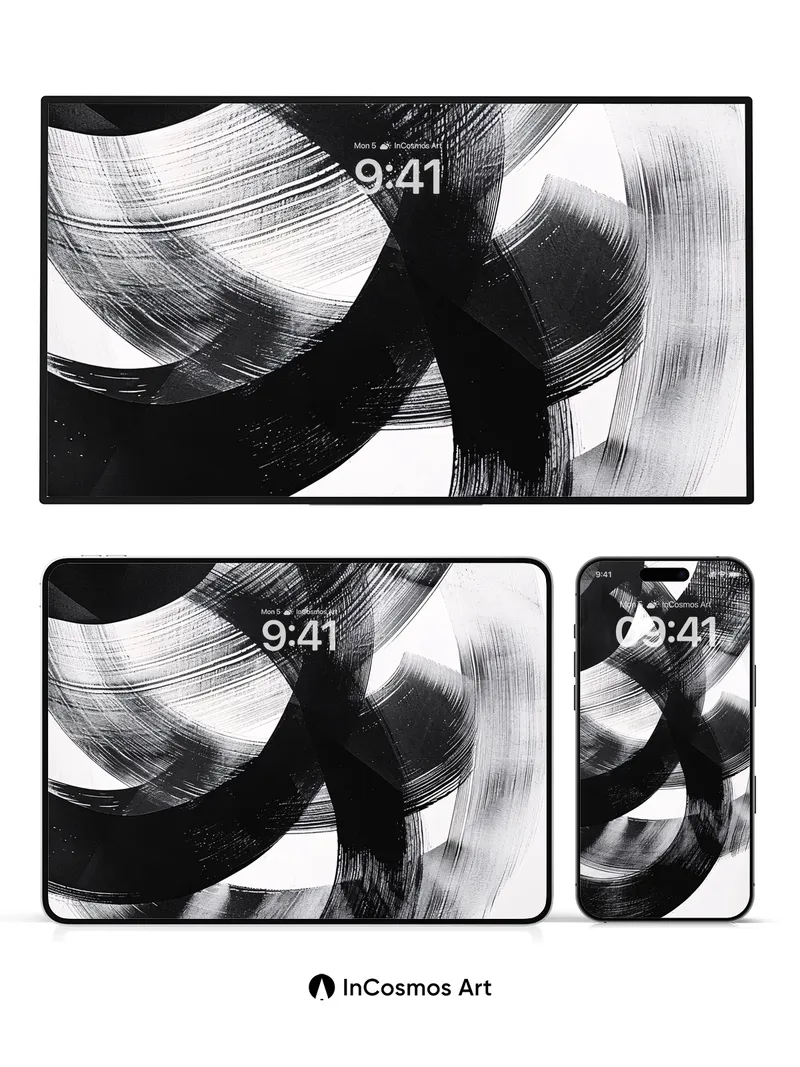 Inkwhirl Abstract Wallpaper with Brushstroke Depth