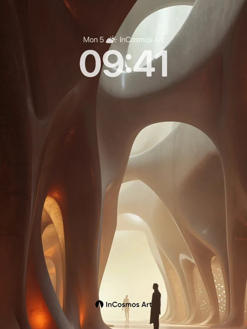 Luminous Hollow Wallpaper with Organic Architecture