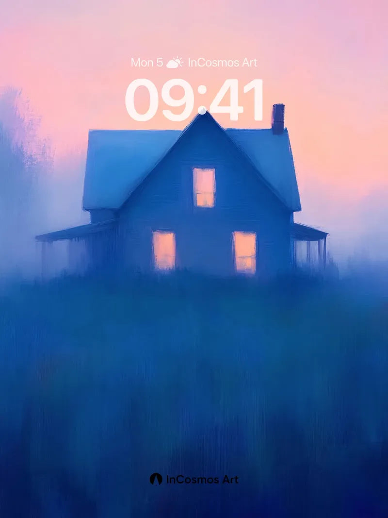 Fogbound Hearth Wallpaper with Glowing Windows