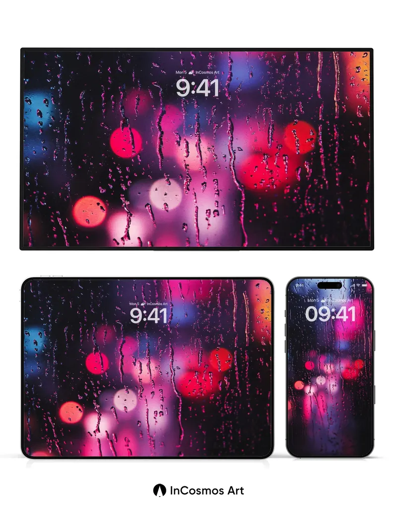 Neon Drizzle Wallpaper with City Pulse