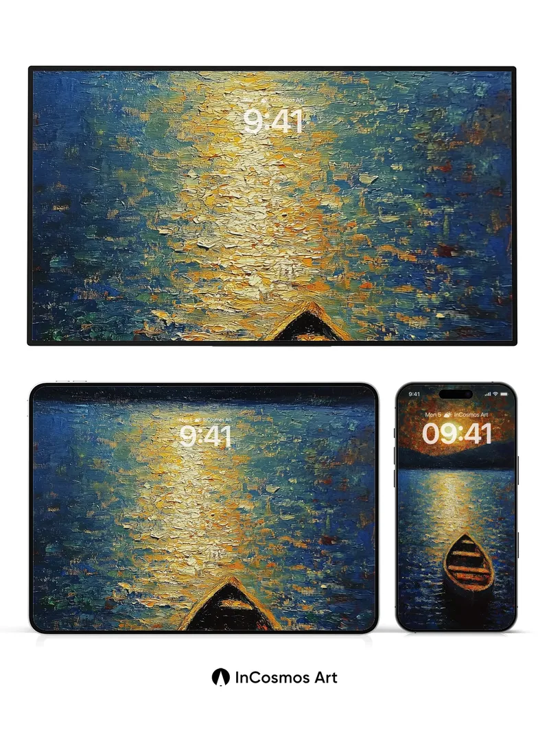 Moonlit Solitude Wallpaper with Golden Path