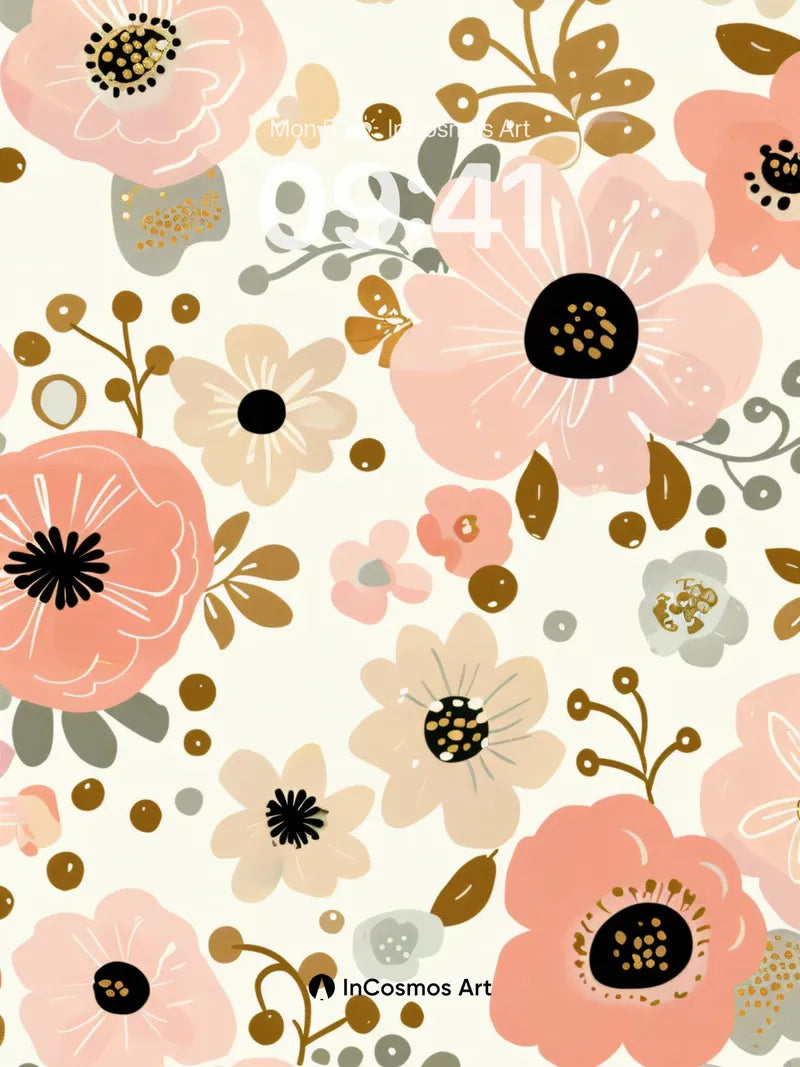 Whispering Petal Wallpaper with Golden Threads