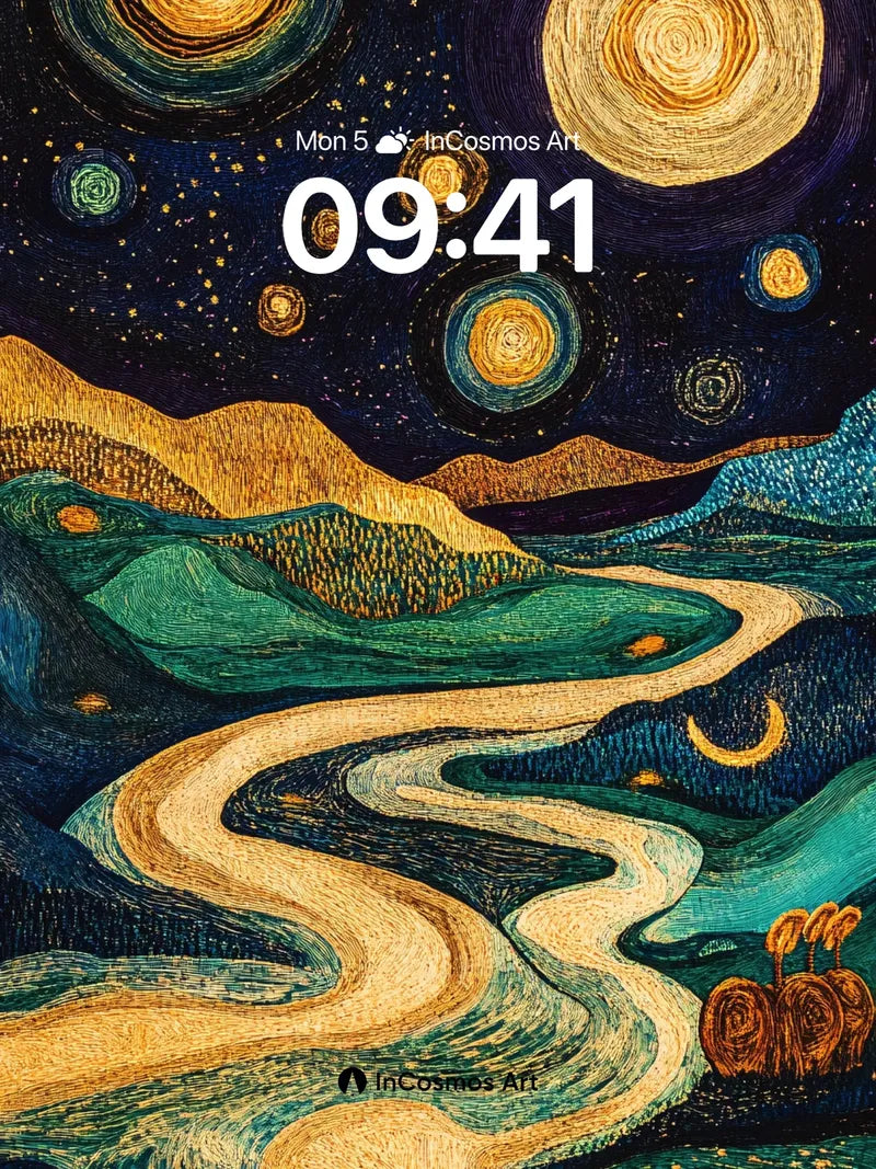 Whirling Cosmos Wallpaper with Golden Rivers wallpaper for iPhone, iPad & Mac