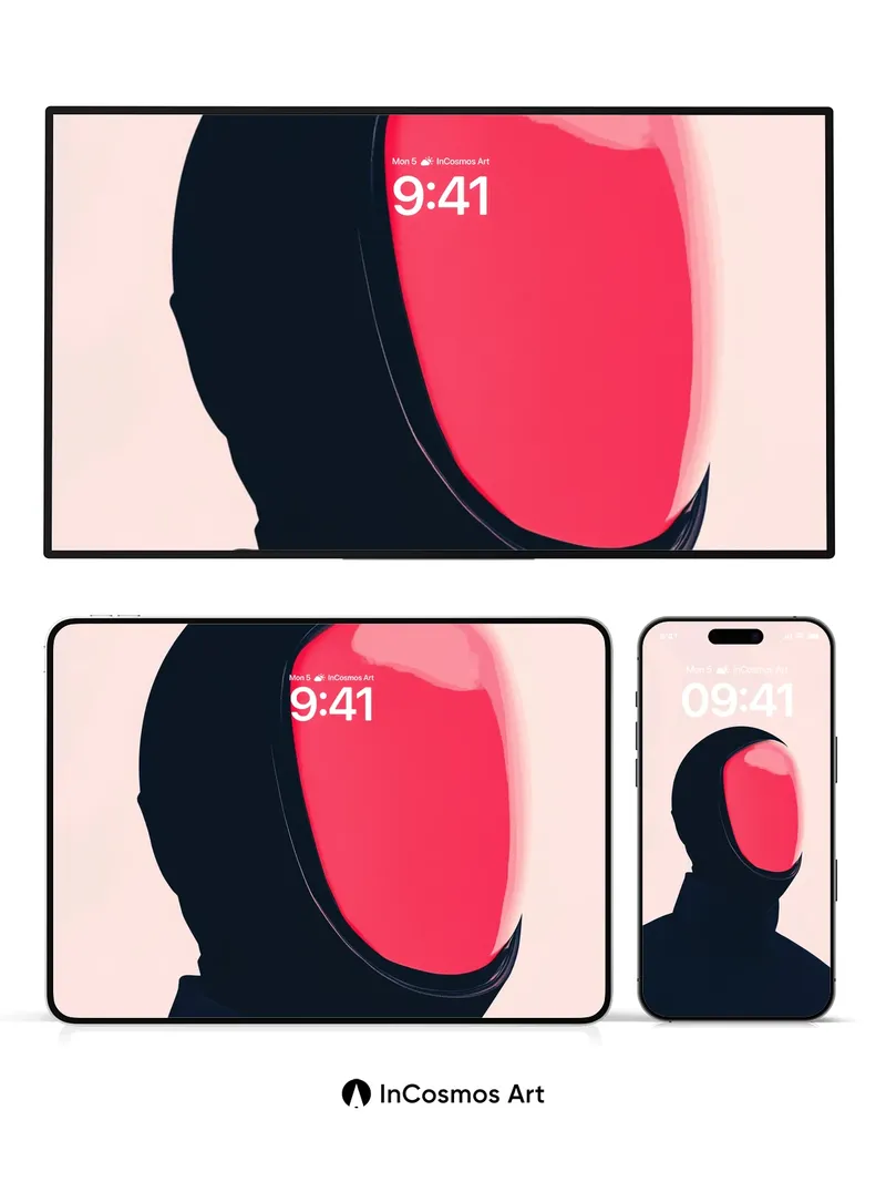 Silent Sentinel Wallpaper with Crimson Visor